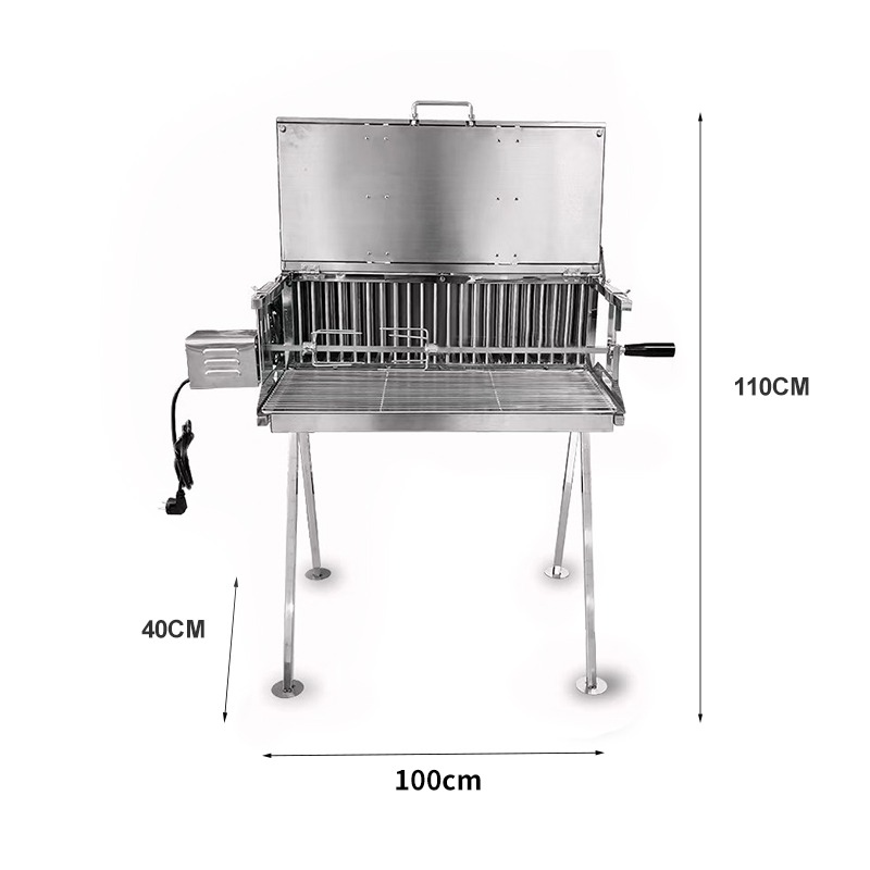 Gril se zadním topeništěm a motorem až 30 kg 1000/520/1000 mm (Kyperské grilovací systémy)