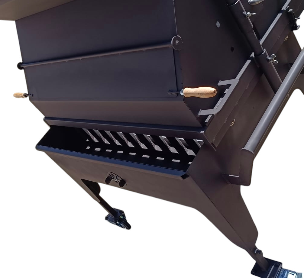 Gril se zadním topeništěm a s motorem až 60 Kg - 850/700/1100 mm