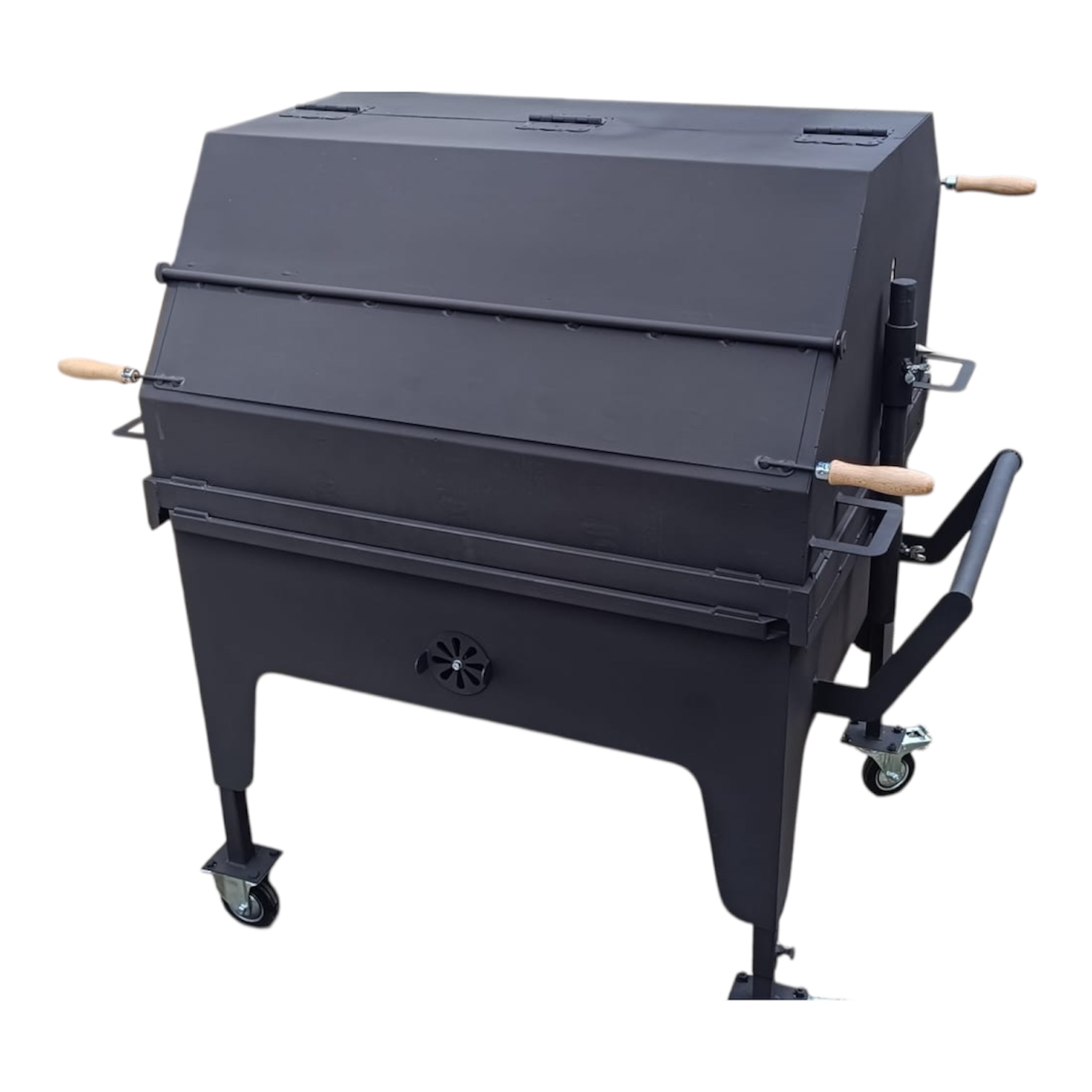 Gril se zadním topeništěm a s motorem až 60 Kg - 850/700/1100 mm