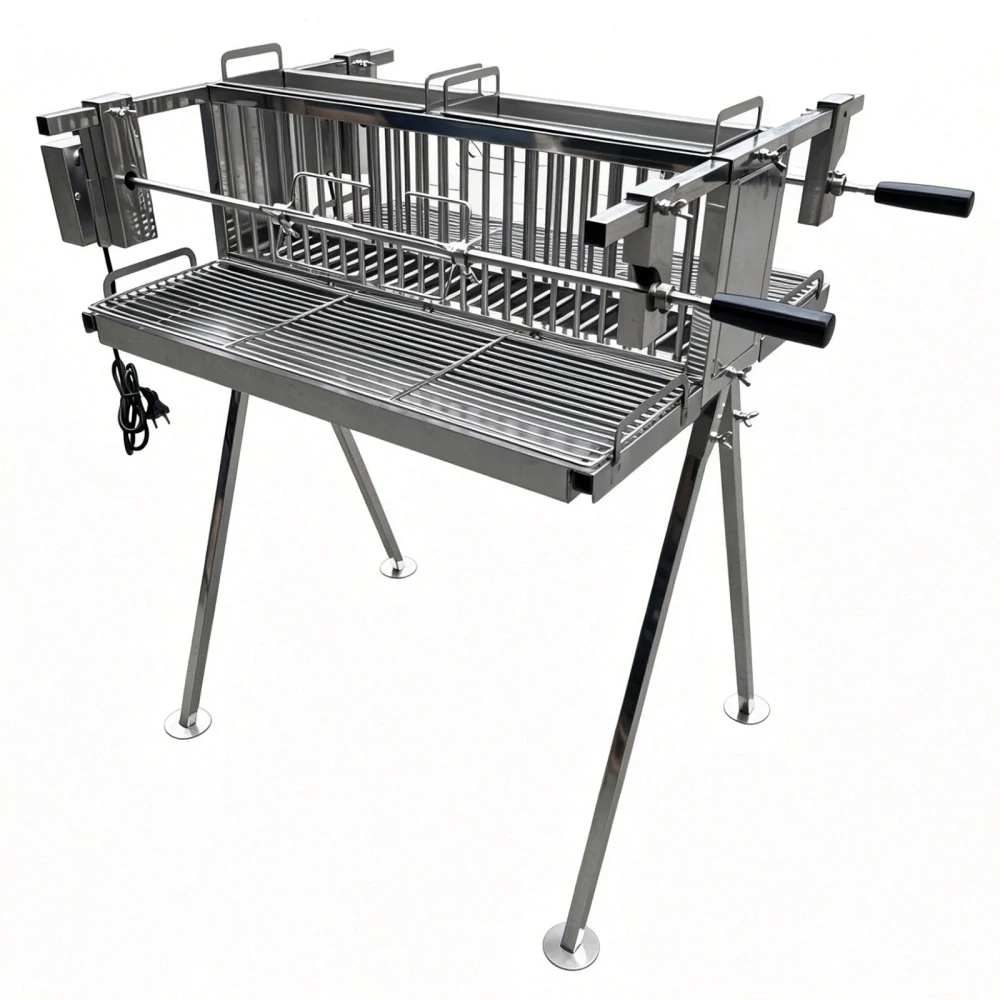 Gril s prostředním topeništěm a dvěma motory až 15 kg 700/600/900 mm (Kyperské grilovací systémy)
