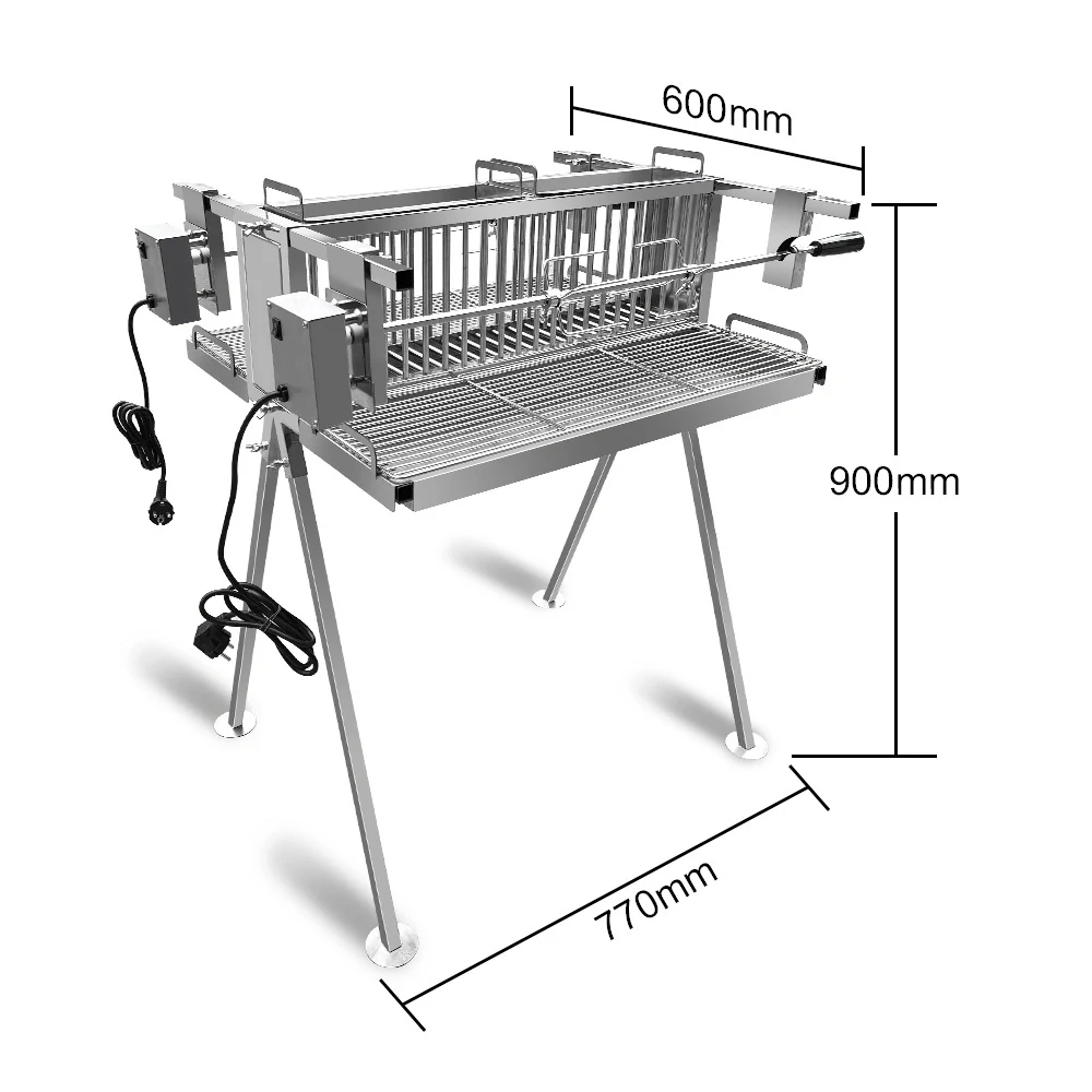 Gril s prostředním topeništěm a dvěma motory až 15 kg 700/600/900 mm (Kyperské grilovací systémy)