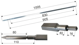 Grilovací jehla - ráhno na rožeň - 15x15  - 1005 mm na stojan 800 (KAREL JANEČEK) 